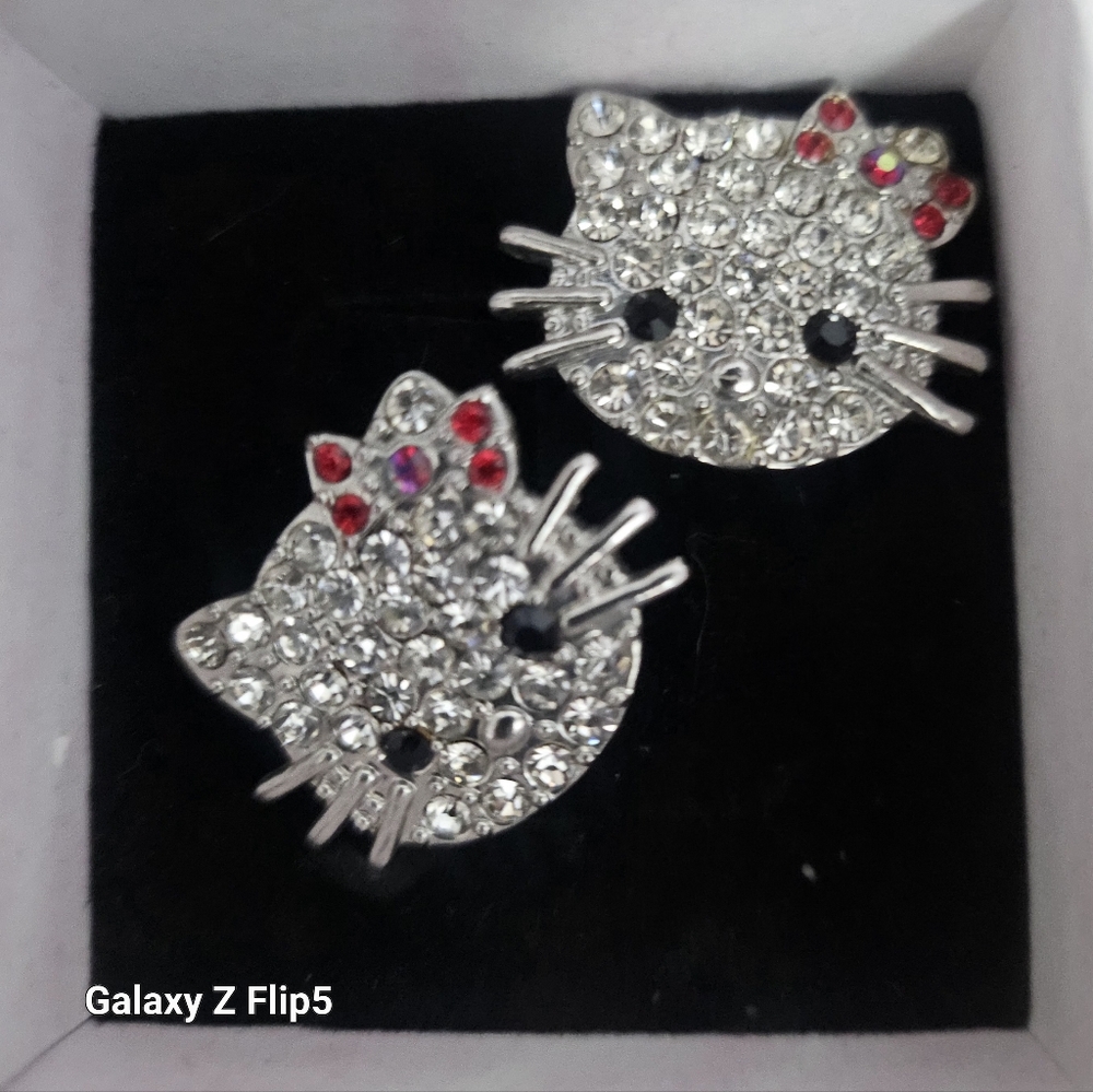 Hello Kitty Crystal Earrings Pierced